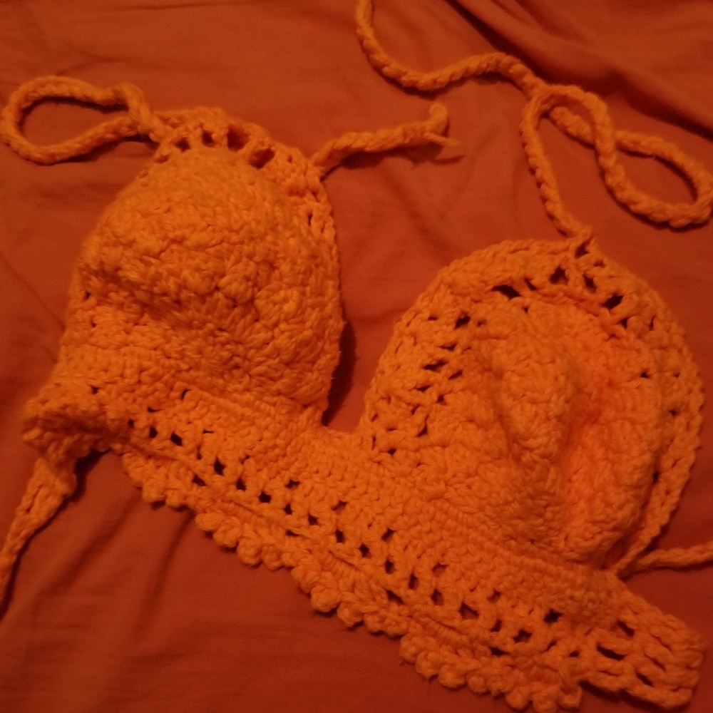 cute knit crop top peach orange color